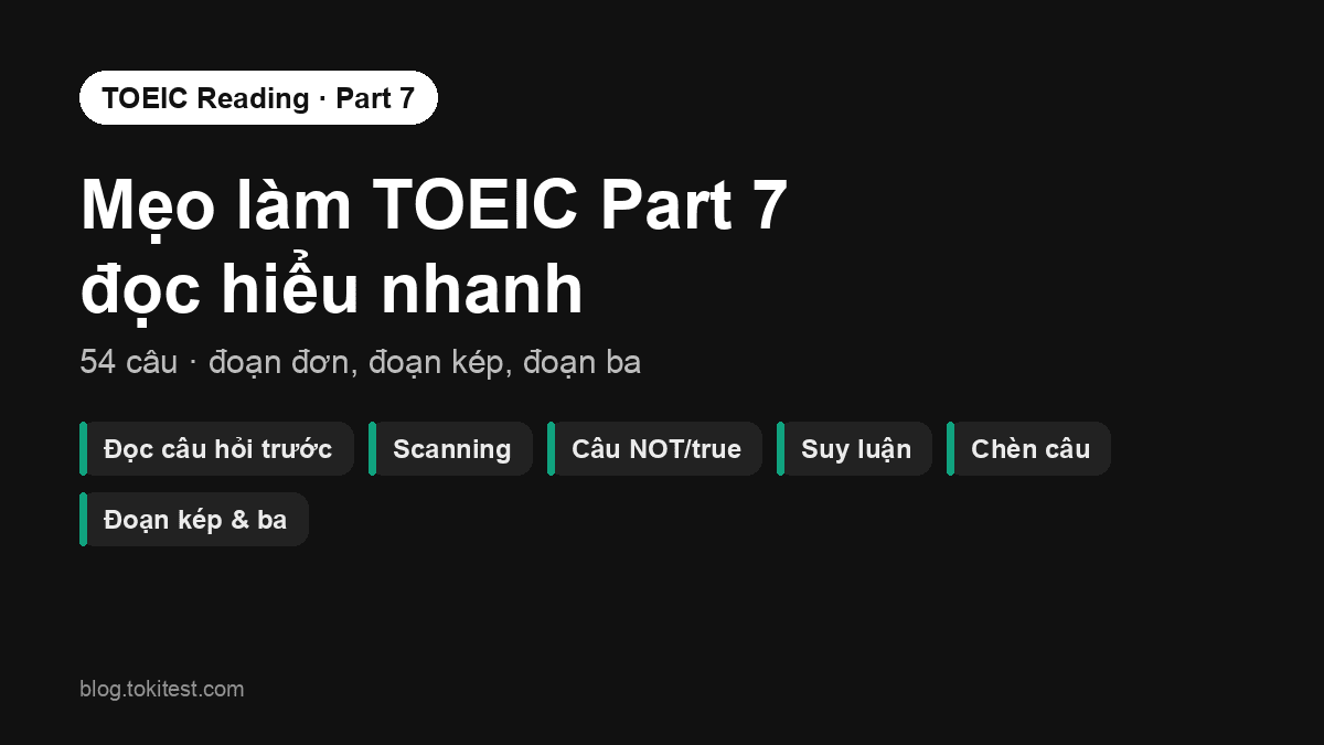 Mẹo làm TOEIC Part 7: đọc hiểu nhanh, không lo hết giờ