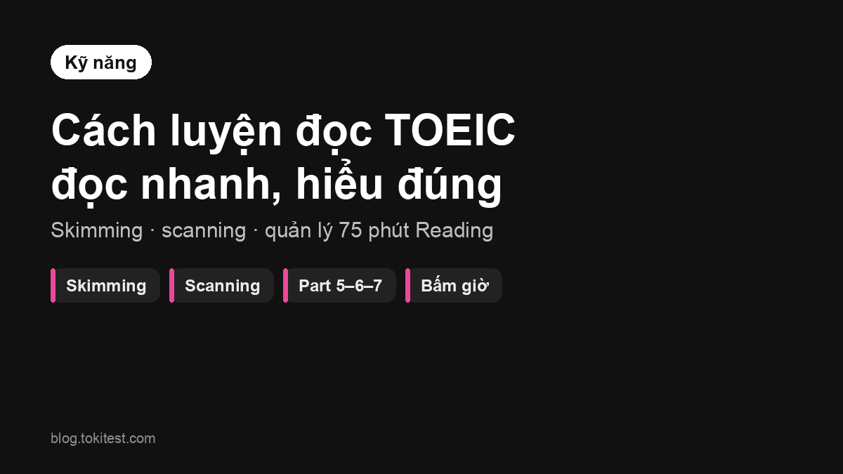 Cách luyện đọc TOEIC hiệu quả: skimming, scanning và phân bổ 75 phút cho Part 5–7