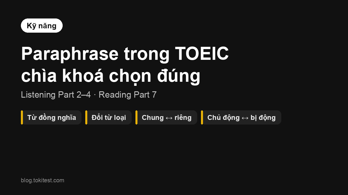 Paraphrase trong TOEIC: 6 kiểu diễn đạt lại giúp chọn đúng đáp án Listening và Reading