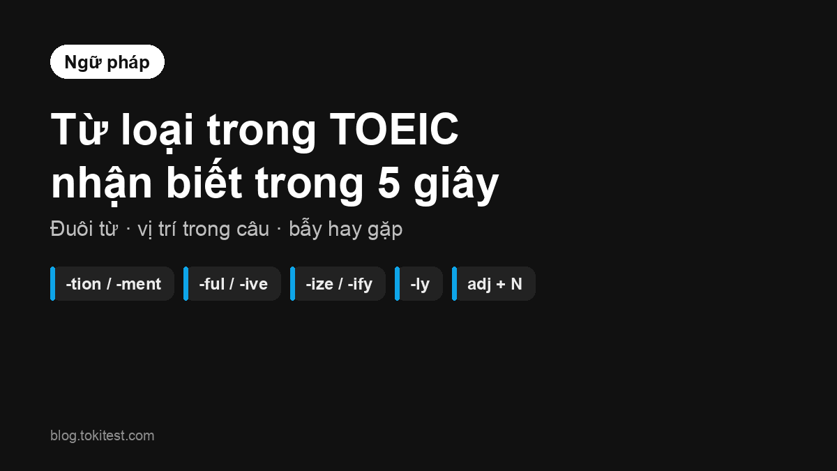 Từ loại trong TOEIC: nhận biết danh từ, động từ, tính từ, trạng từ qua đuôi từ và vị trí
